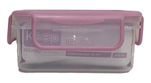 Hermetico Rectangular Pp Libre Bpa Colores 400ml Keep