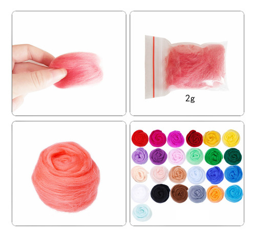 Kit De Fieltro Con Aguja De Lana, 25 Colores, Herramientas D