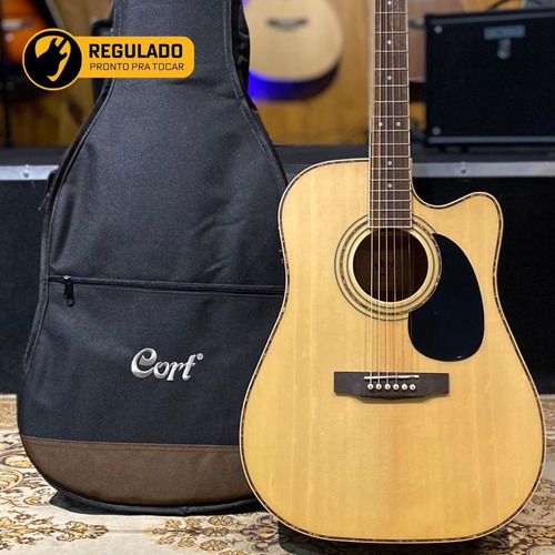 Violão Folk Elétrico Cort Ad880 Natural Aço Com Bag Regulado