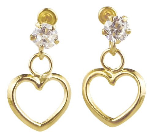 Amor Eterno - Broqueles / Corazón Colgante Grande / Oro 10k