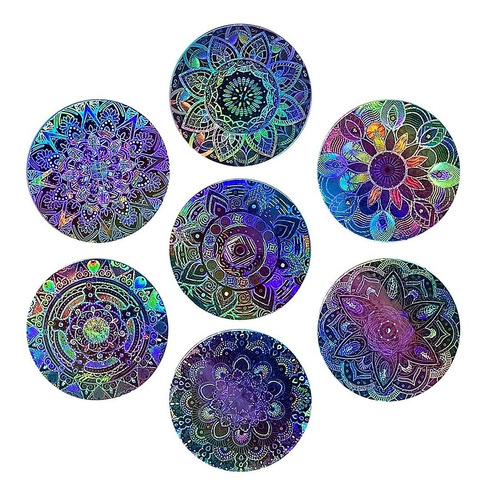 Imanes Decorativos De Mandalas, Holograficos 9 Pzas