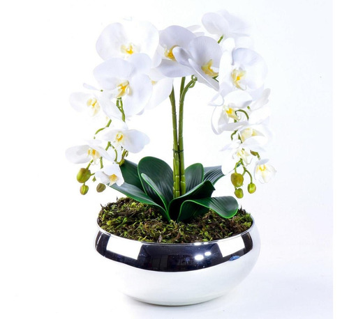 Arranjo Com 4 Orquídeas Brancas Toque Real Vibrante | Frete grátis