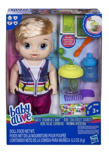 Muñeco Rubio Hasbro Baby Alive Ricas Comiditas Come Y Toma