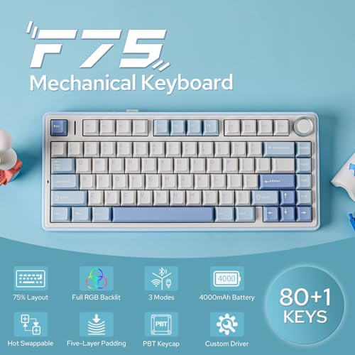 Paquete Epomaker Aula F75: Teclado Mecánico Inalámbrico Rgb