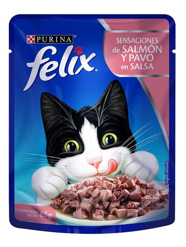 Felix Sensaciones De Salmon Y Pavo En Salsa 85gr (pcx10un)