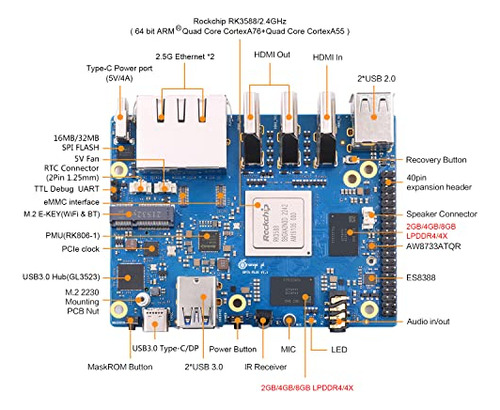 Orange Pi 5 Plus 4gb Lpddr4/4x Rockchip Rk3588 8-core