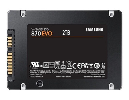 Ssd Samsung 870 Evo 2tb Sata Iii 2,5 - Mz-77e2t0e