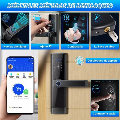 Cerradura Electrónica Inteligente Digital Cinco en Uno Admite Cinco Métodos de Desbloqueo Contraseña Huella Digital Tarjeta Ic Llave Mecánica Ttlok y Control Remoto Lokooy