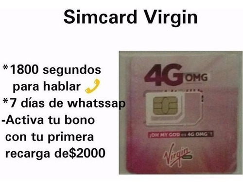 Sim Card Virgin 4g Lte Paquete X 100 Und. Envio Inmediato