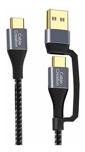 Cable Usb C A Usb C 60w, Cablecreation 2 En 1 Cable Trenzado