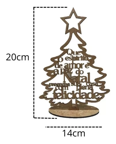 Kit 4 Enfeites De Mesa Árvore De Natal Mensagens Felicidade