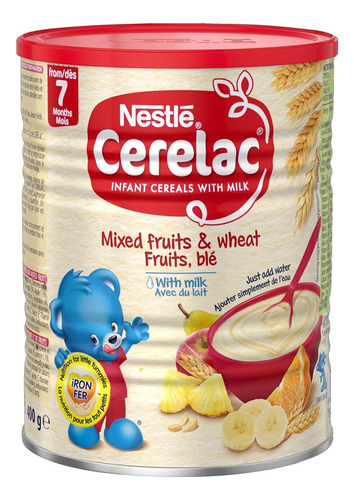 Nestle Cerelac, Frutas Mixtas Y Trigo Con Leche, Latas De