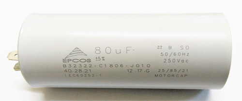 Capacitor Permanente 80uf 250vca Faston Epcos