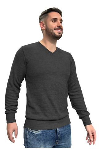 Suéter Masculino Gola V Pulover Tricot Blusa Frio Casaco Lã
