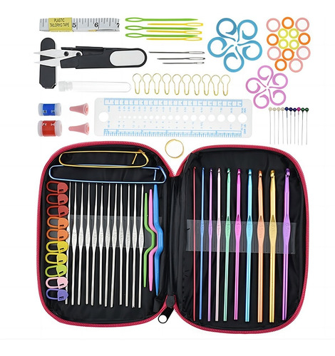 Kit 22 Agujas Crochet Metálicas + Set Crochet 100 Un Gb