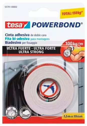 Cinta Adhesiva Doble Faz Super Fuerte 19mm X 1,5mtros Tesa