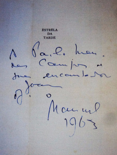 Estrela Da Tarde - Manuel Bandeira - Autografado