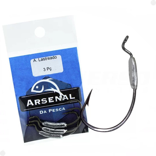 Anzol Arsenal Da Pesca Offset Lastreado 5/0 5g - 3pçs