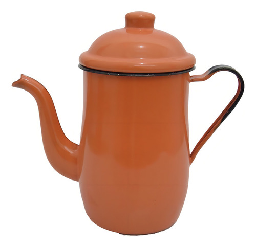 Bule Antigo P/ Café Chá Em Aço Esmaltado 1,25 L Metallouça Cor Laranja