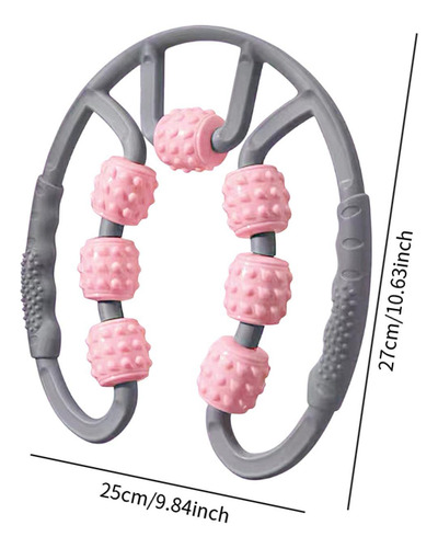 Rodillo Muscular Para Piernas, 7 Ruedas, Gris Y Rosa