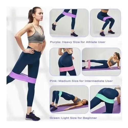 Kit Bandas Elásticas De Resistencia En Tela Ejercicio Fit