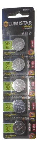 Blister De Pilas Cr2016 3v Litium Lumistar 5 Unidades