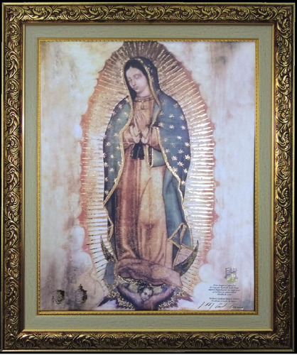 Cuadro Marco Grabado Oro Virgen Imagen Certificada 44x54x3cm