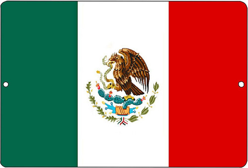 Imagen 1 de 4 de Bandera De México Metal Cartel De Chapa Decoración De...