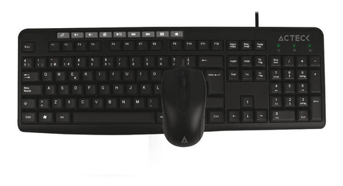 Imagen 1 de 5 de Acteck Kit Teclado Mouse Alambrico Usb 1000dpi Negro K400 Color Del Teclado Negro Color Del Mouse Negro