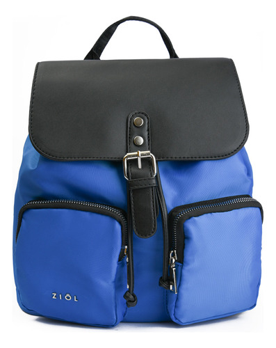 Minzip Mochila Con Tapa Mediana Azul