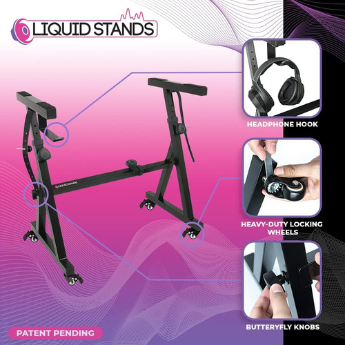 Soporte Para Teclado Liquid Stands Con Ruedas - Black Z S...