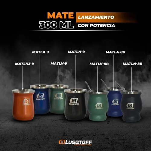 Mate Con Bombilla Acero Inoxidable 300ml Lusqtoff Negro Stan