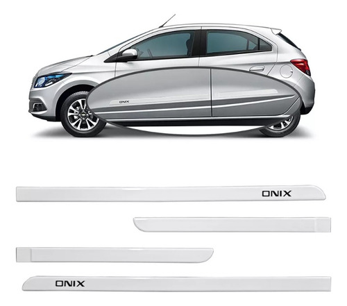 Jogo Friso Lateral Slim Porta Gm Onix 2020 Branco Summit 4pç