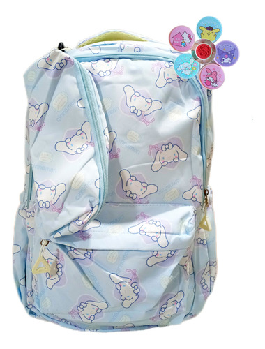 Mochila Escolar Sanrio + Cartuchera Sello Pin Regalo Kawaii Cinnamoroll