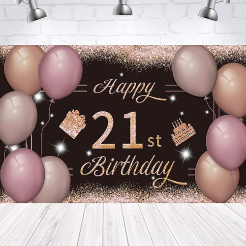 Cartel De Fondo De 21 Cumpleaños Con Texto En Inglés «happy 