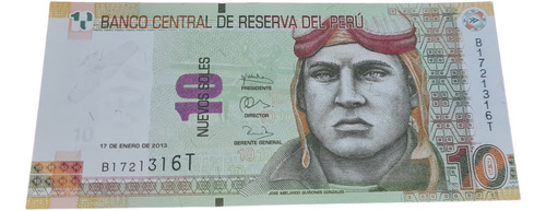 Billetes Mundiales : Perú 10 Nuevos Soles Año 2013