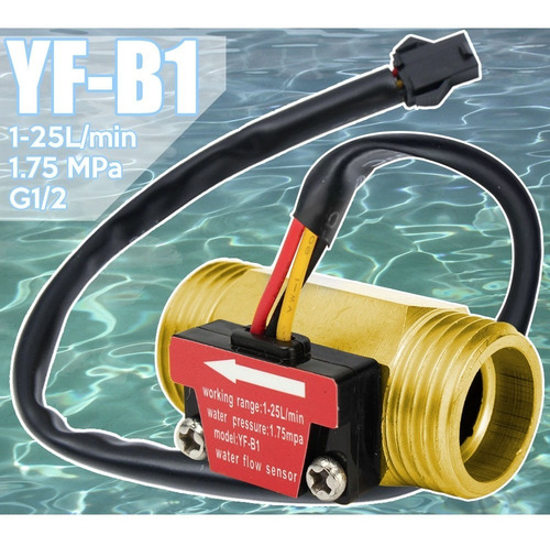 Sensor Flujo Caudalímetro G1/2 1.75 Mpa Efecto Hall Líquido