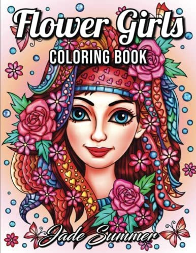 Book : Flower Girls An Adult Coloring Book With Cute Manga.