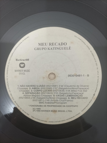 Lp Vinil Katinguelê Meu Recado (Usado)