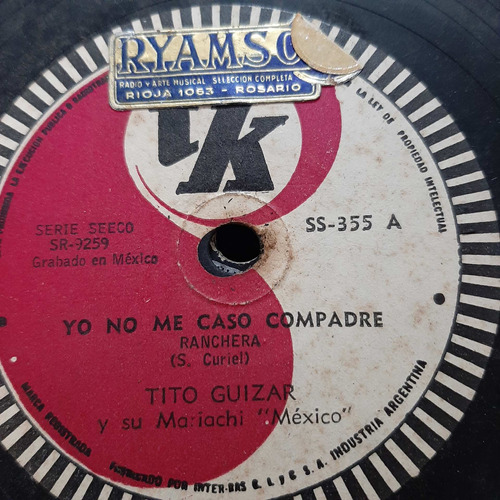 Pasta Tito Guizar Mariachi Mexico Tk C203