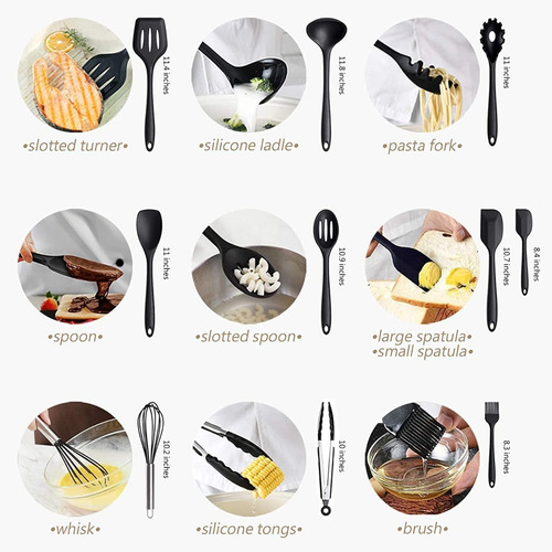 Imagen 2 de 7 de Utensilios De Cocina De Silicona Juego De 10 Grado De Comida