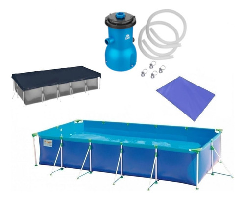 Kit Piscina 7600 L Premium + Capa + Forro + Filtro 110v