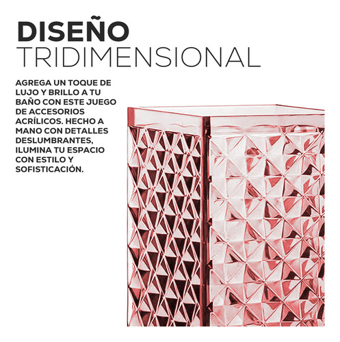 Set De Baño 5 Accesorios Elegantes Diseño Tridimensional Rosa