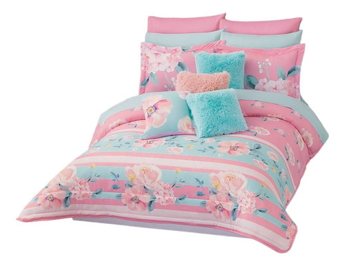 Edredón Becky Rosa C/fundas King Size Colchas Concord