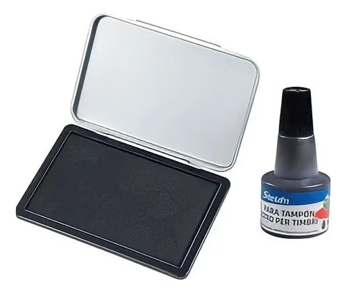 Tampon Huéllero Almohadilla Para Timbres + Tinta 30ml Color Del Exterior Negro