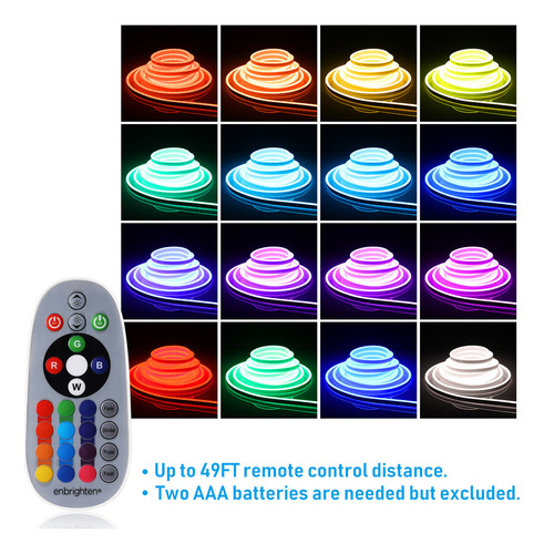 Leonlite Lights of Neon Led Rgb of 50 Pies, Environmental For Exterior, Ip67 Impermeable, AC 120 V, Enchufe UL, Máximo 2 conjuntos (100 pies) Conectables, Certificación Etl