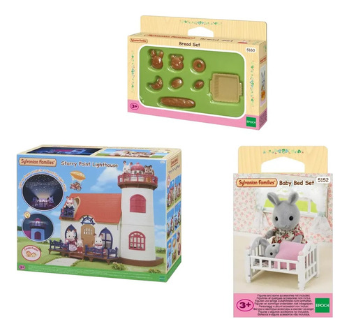 Pack Sylvanian Families Lighthouse+bread Set+baby Bed Febo 