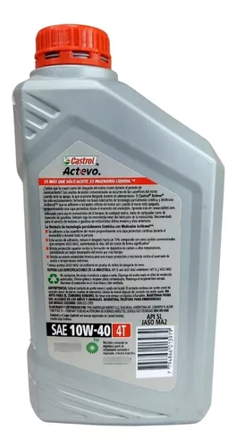 Aceite Moto Semi-sint. Castrol Actevo 10w40-1lt X 16 Un. Tua