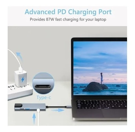 Hub Tipo C 6 En 1 Adaptador Con Puerto Ethernet Hdmi Sd Tf