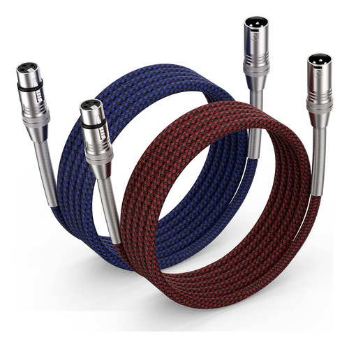 Ciwoda Xlr Cable 15ft 2pack, Multi-color Heavy Duty Nylon...